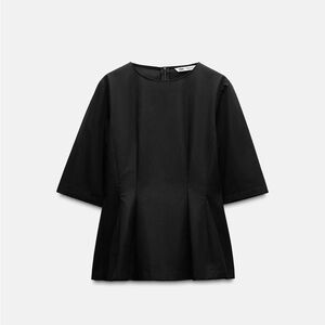 New Zara Peplum Black Blouse